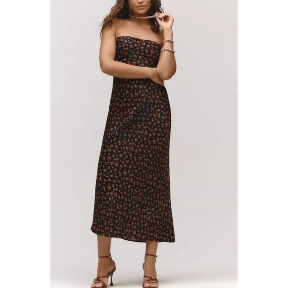 Anthropologie Dresses & Skirts - Anthropologie The Tilda Slip Dress Strawberry Print Bias Cut Size M